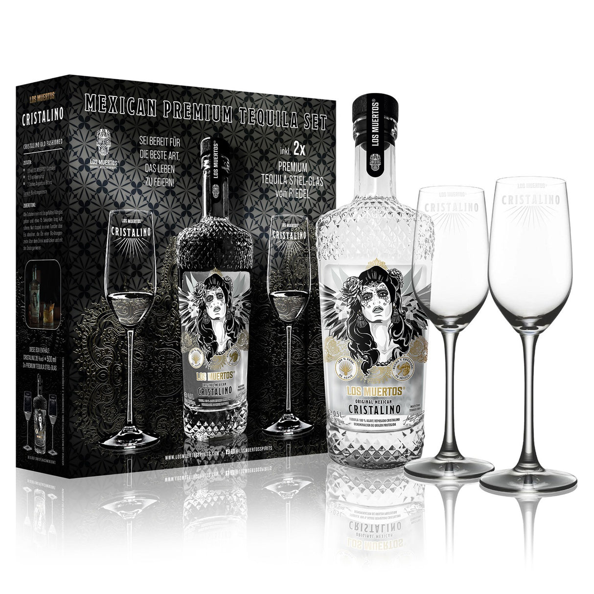 SET - Tequila Reposado Cristalino 500 ml -  LOS MUERTOS