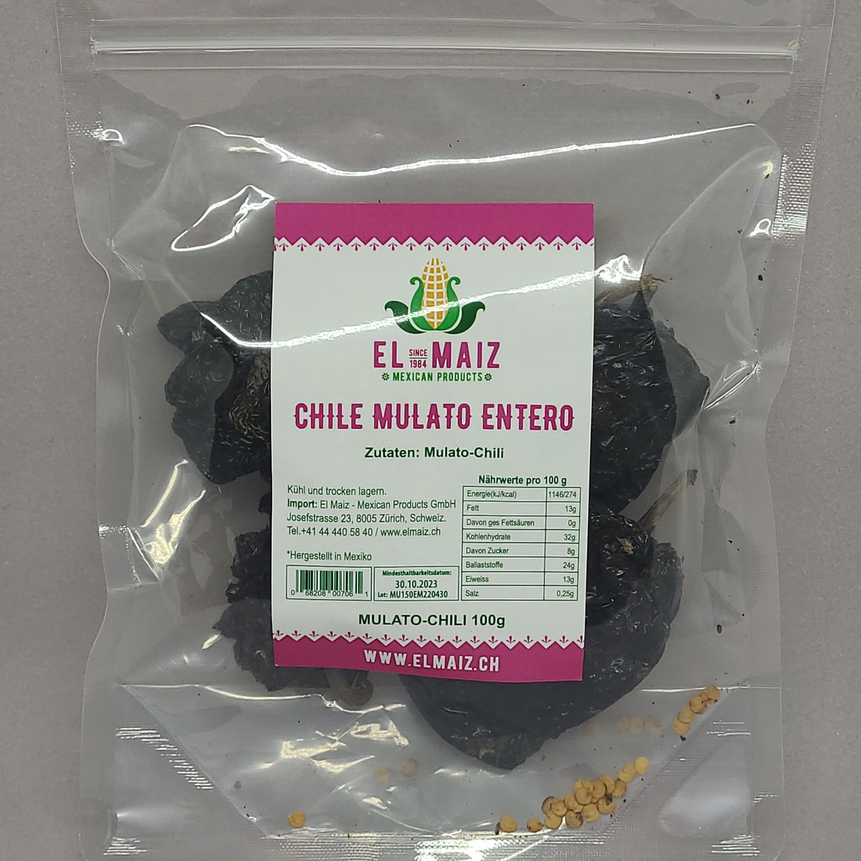 Chile mulato entero 100 g EL MAIZ