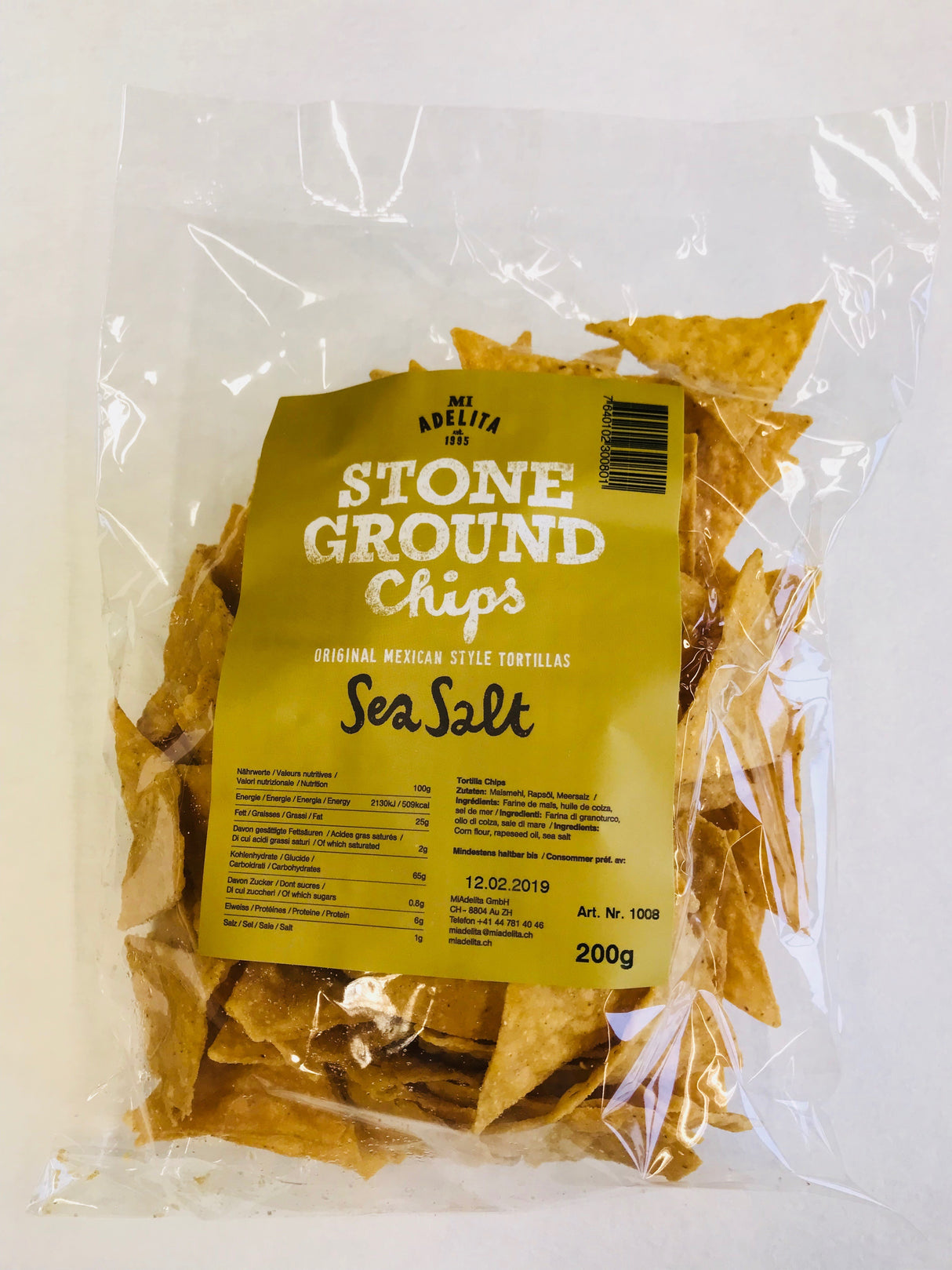 Tortilla Chips al Natural con Sal Marina 200g MI ADELITA